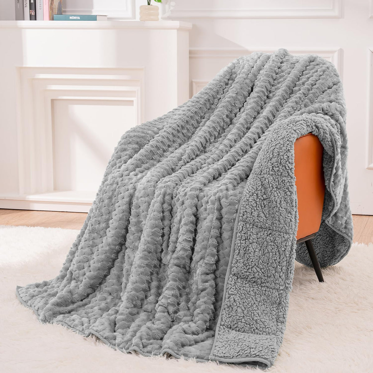 Fleece Sherpa Weighted Blanket for Adults, Ultra Soft Fuzzy, 60"X80" 15Lbs