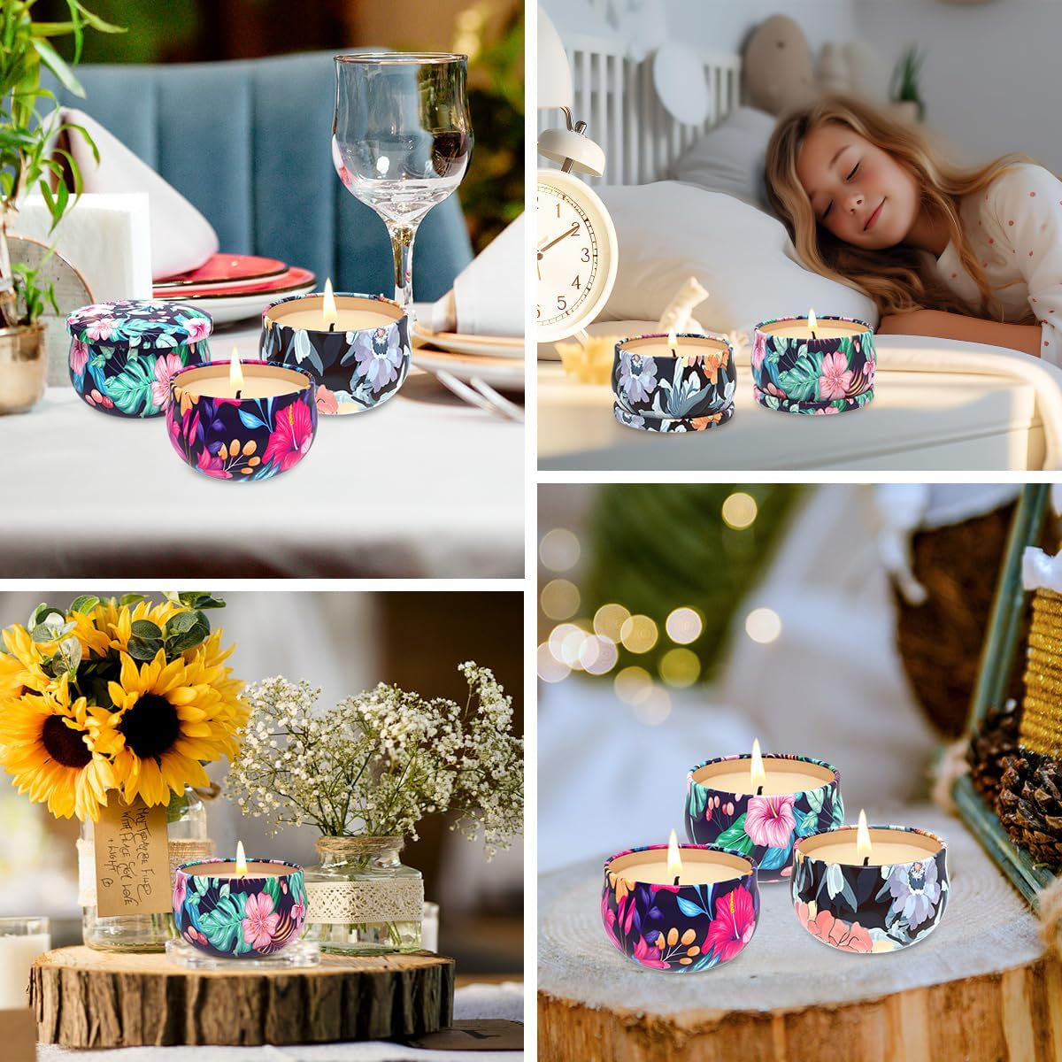 3-Pack Wildflower Scented Soy Candles – Portable Jar Gift Set for a Cozy Home