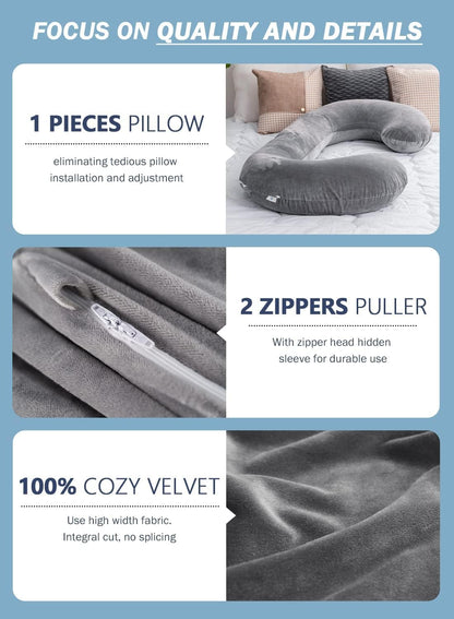 C-Shaped Pregnancy Pillow – Full Body Maternity Support Pillow with Soft Jersey Cotton Cover