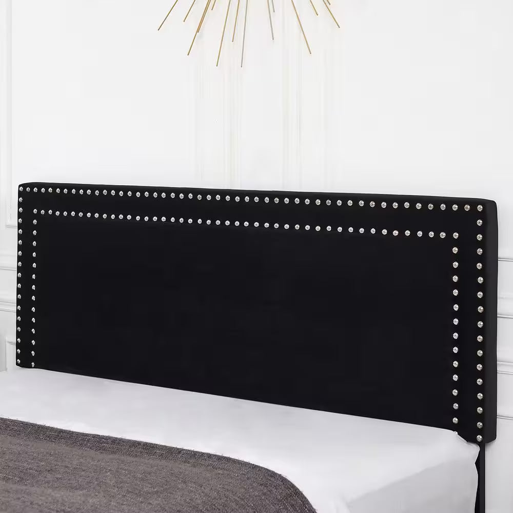 Full Upholstered Platform Bed Frame – Adjustable Headboard, No Box Spring Needed, Black
