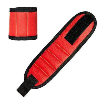 Red and black tool roll with yellow stitching, compact and portable for home organization