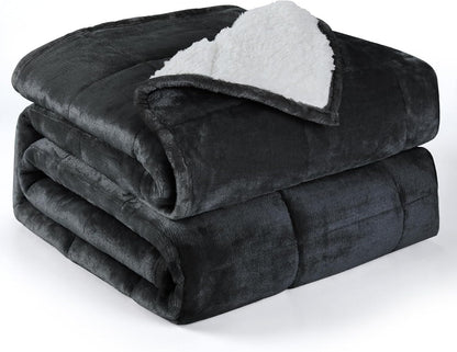 15 lb Queen Weighted Blanket – Ultra-Soft Plush Fleece & Cozy Sherpa, 60" × 80", Dark Gray