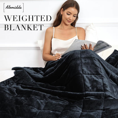 15 lb Queen Weighted Blanket – Ultra-Soft Plush Fleece & Cozy Sherpa, 60" × 80", Dark Gray