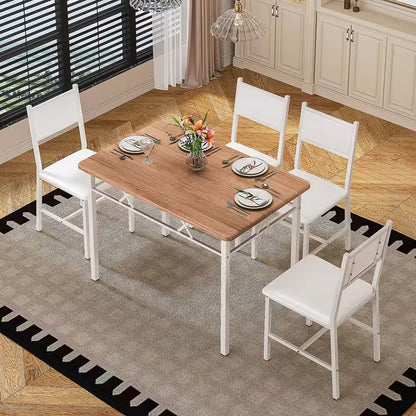5-Piece Dining Table Set for 4 – Space-Saving Oak Table & 4 Padded Chairs