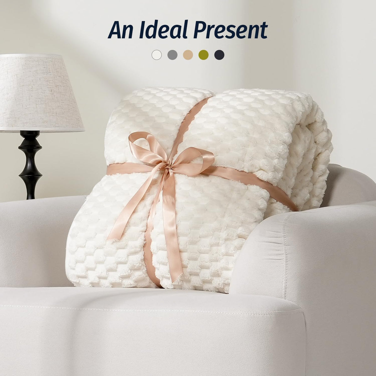 Fleece Weighted Blanket for Adults 60" X 80" 15Lbs Fuzzy Blankets, White
