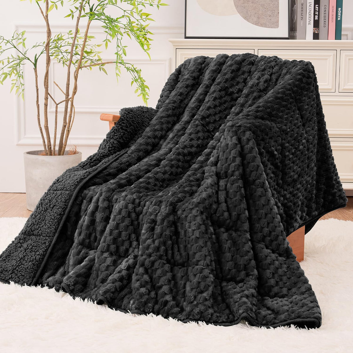 Fleece Sherpa Weighted Blanket for Adults, Ultra Soft Fuzzy, 60"X80" 15Lbs