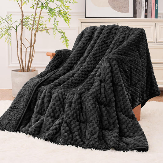 Fleece Sherpa Weighted Blanket for Adults, Ultra Soft Fuzzy, 60"X80" 15Lbs