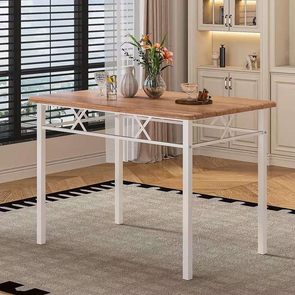 5-Piece Dining Table Set for 4 – Space-Saving Oak Table & 4 Padded Chairs