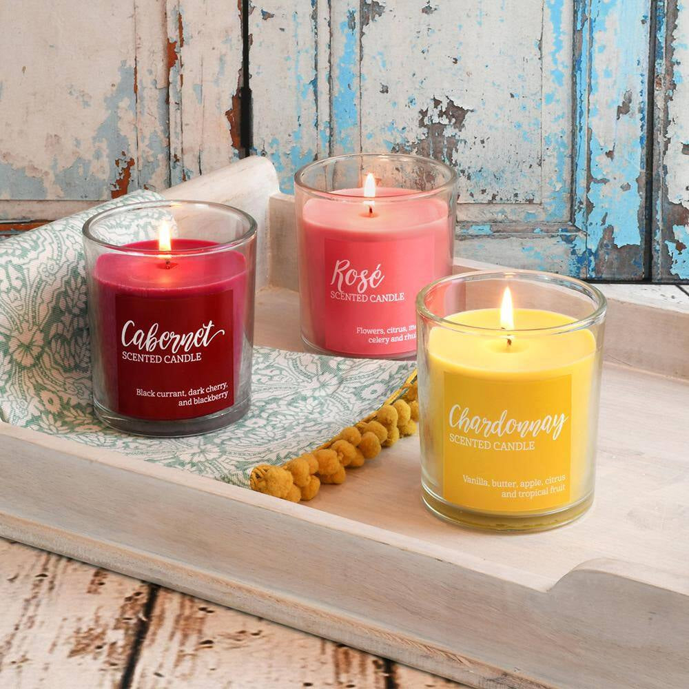 3-Piece Wine Collection Scented Candle Set – Chardonnay, Cabernet & Rosé Home Fragrance Gift Set