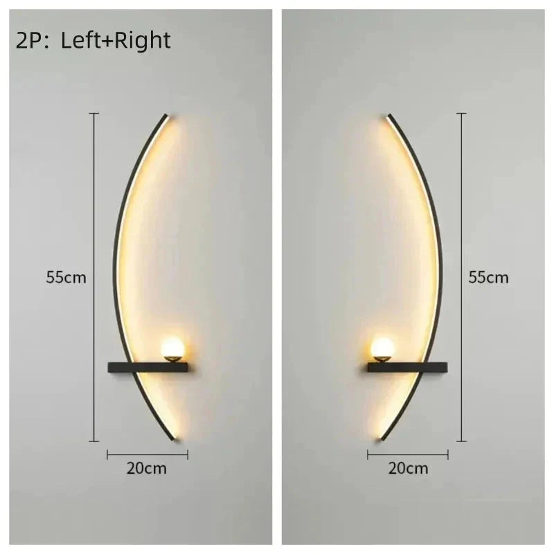 Modern 55cm wall sconce with 20cm shelf, left and right design for cozy home lighting