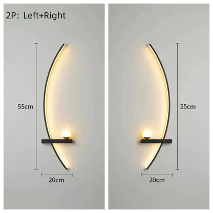 Modern 55cm wall sconce with 20cm shelf, left and right design for cozy home lighting