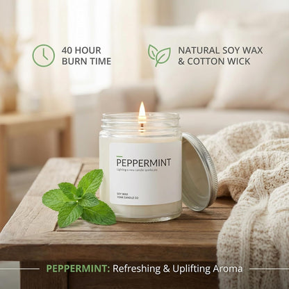 7 oz Peppermint Scented Soy Candle – Fresh & Cozy Home Fragrance