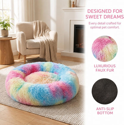 13.5" Calming Cat & Dog Bed – Cozy Plush Bed for Indoor Cats, Small Dogs & Pets