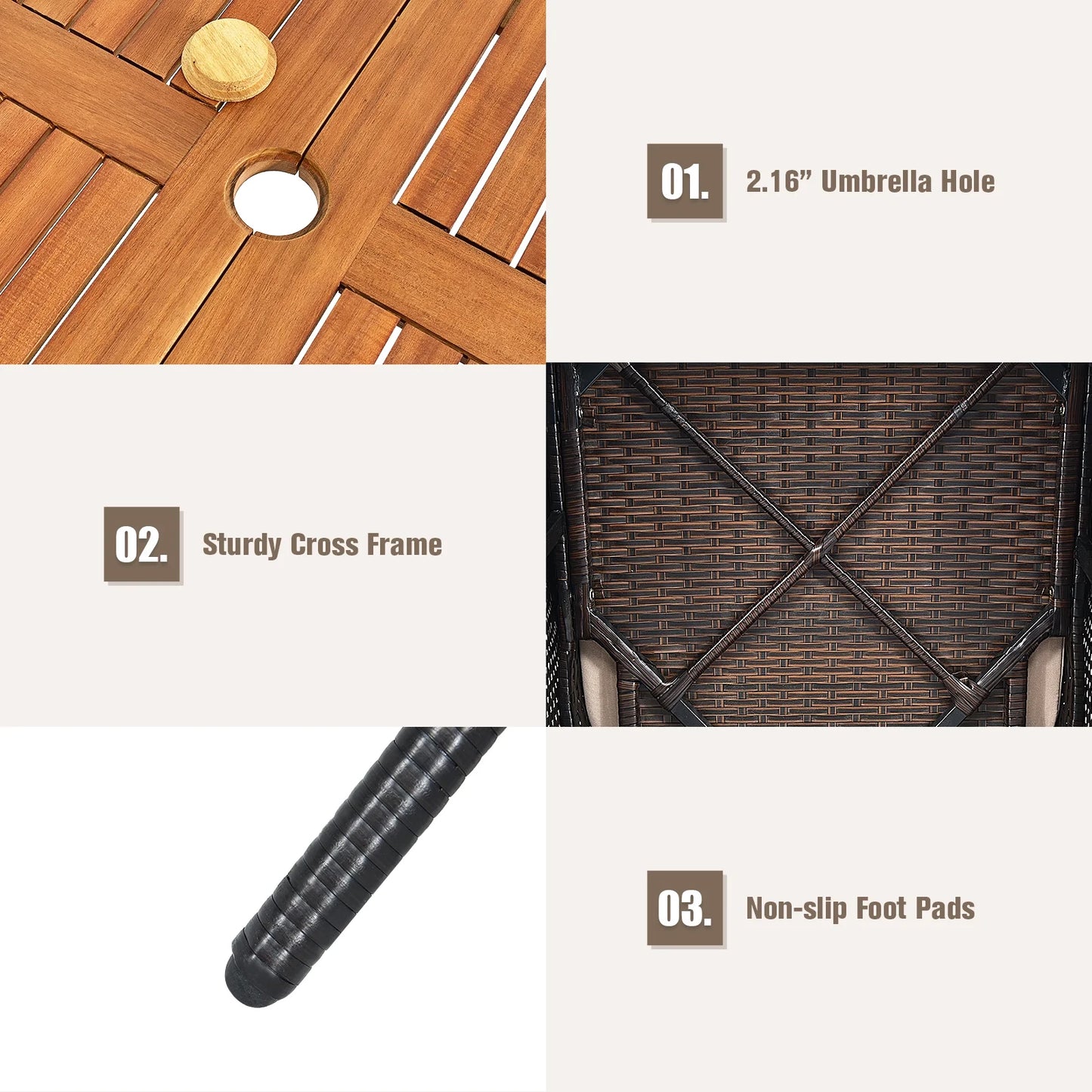 7-Piece Outdoor Patio Dining Set – Rattan Table & 6 Chairs with Umbrella Hole