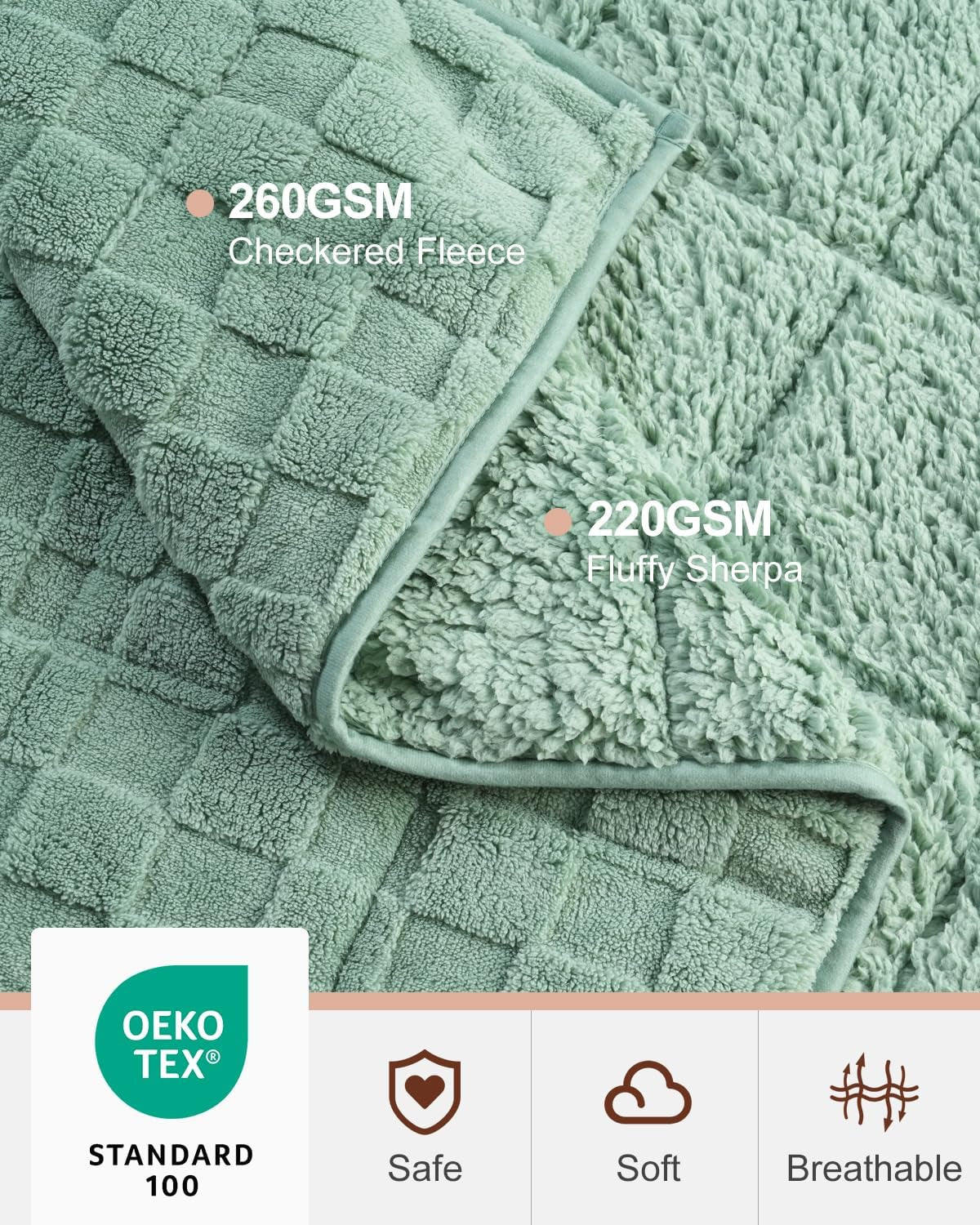 15Lbs Weighted Blanket for Adults, Checkered Fleece & Sherpa, 60"X80"