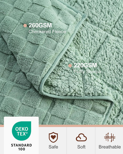15Lbs Weighted Blanket for Adults, Checkered Fleece & Sherpa, 60"X80"