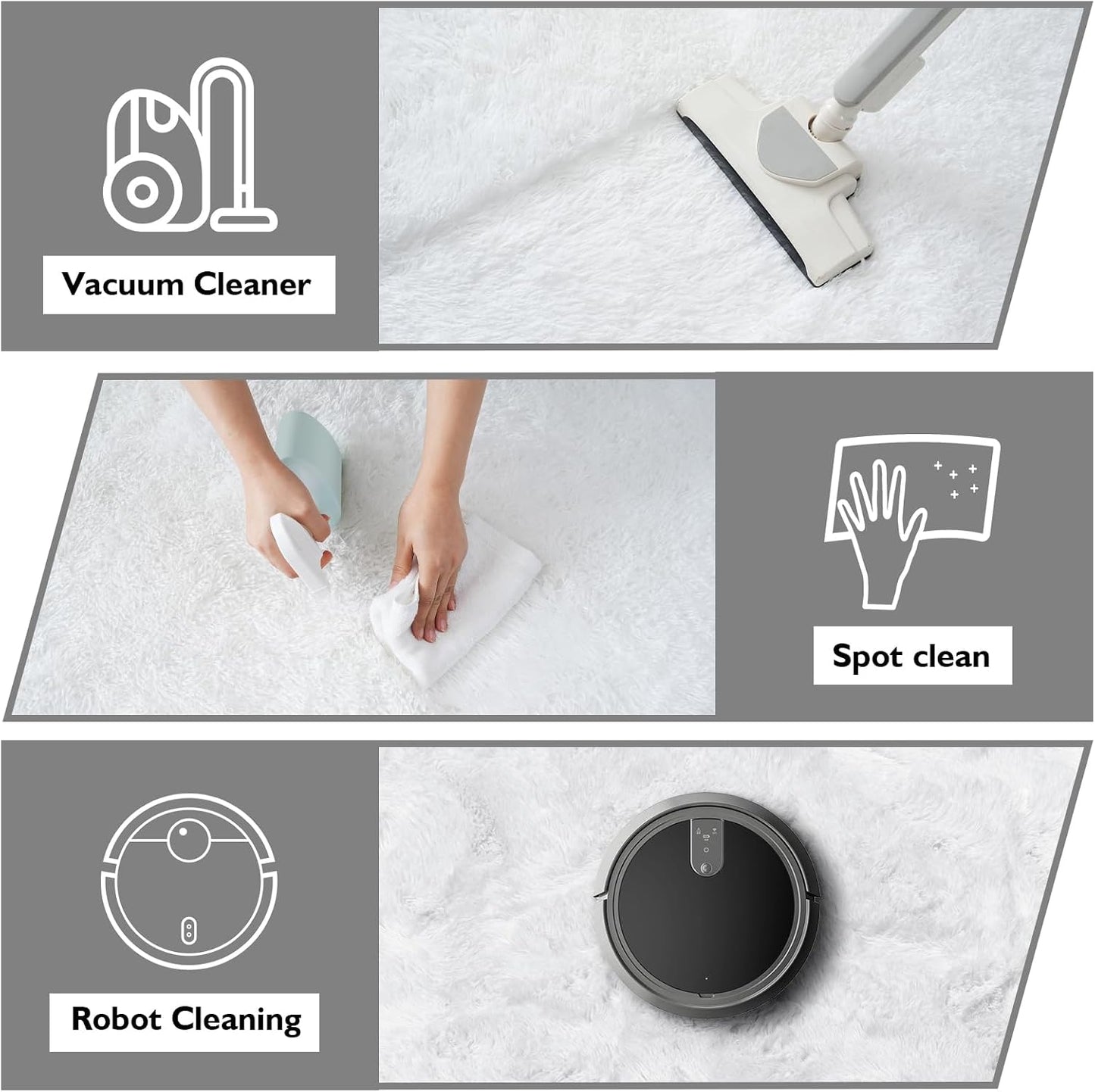 3' Round White Fluffy Shag Rug – Soft Non-Slip Cozy Area Rug for Bedroom & Home Décor