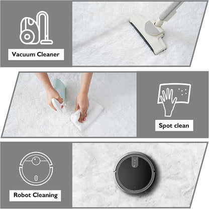 3' Round White Fluffy Shag Rug – Soft Non-Slip Cozy Area Rug for Bedroom & Home Décor