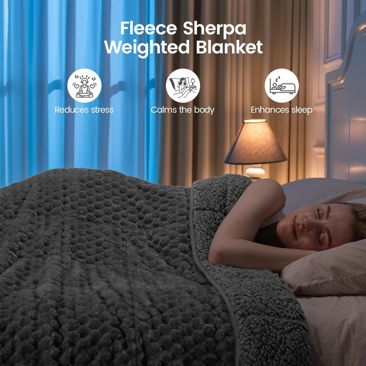 Fleece Sherpa Weighted Blanket for Adults, Ultra Soft Fuzzy, 60"X80" 15Lbs