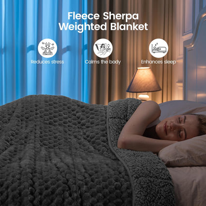 Fleece Sherpa Weighted Blanket for Adults, Ultra Soft Fuzzy, 60"X80" 15Lbs