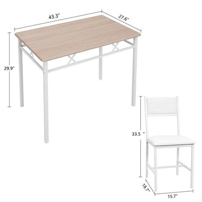 5-Piece Dining Table Set for 4 – Space-Saving Oak Table & 4 Padded Chairs