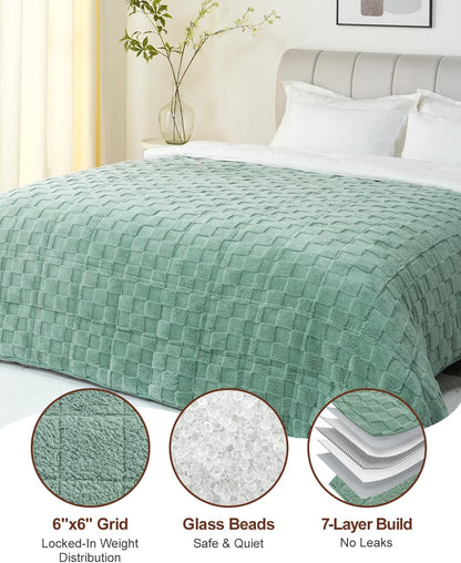 15Lbs Weighted Blanket for Adults, Checkered Fleece & Sherpa, 60"X80"