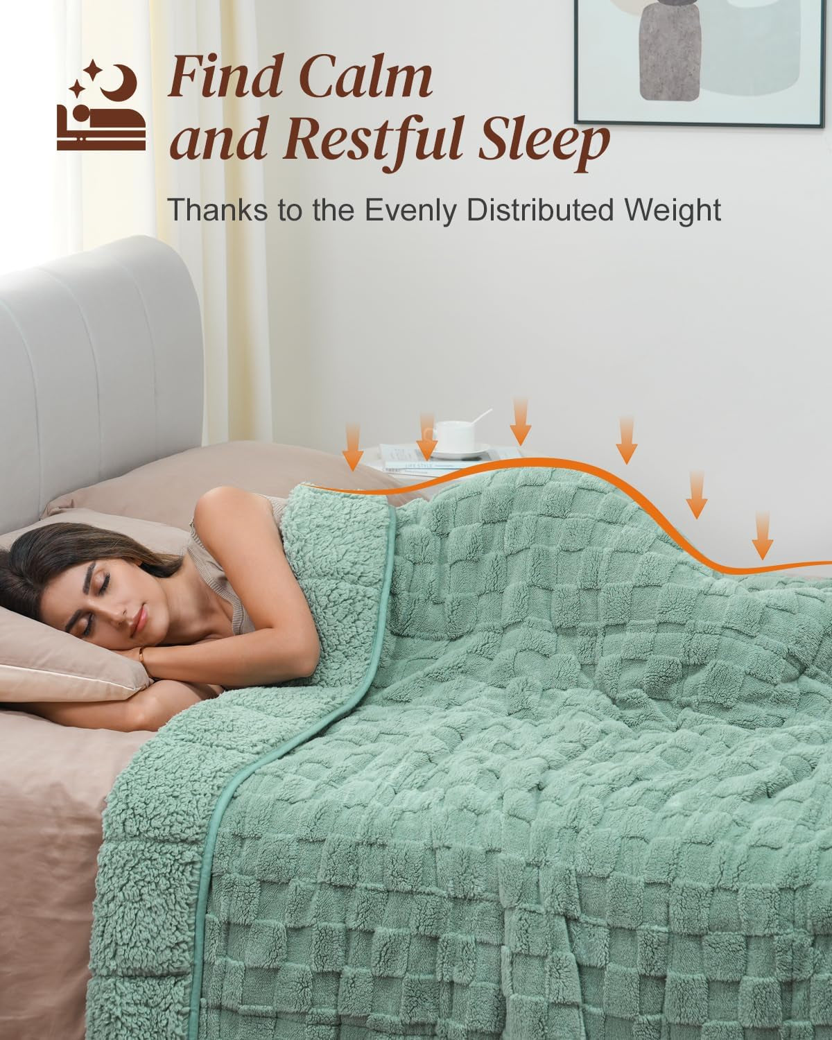 15Lbs Weighted Blanket for Adults, Checkered Fleece & Sherpa, 60"X80"