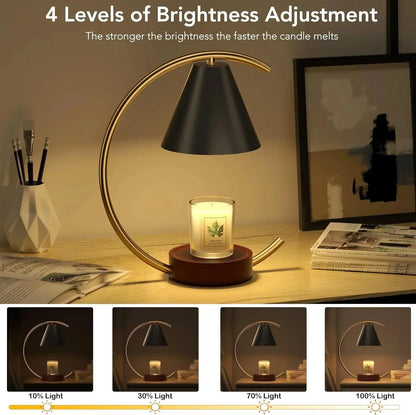 Adjustable brightness candle warmer lamp with 4 light levels for cozy home ambiance