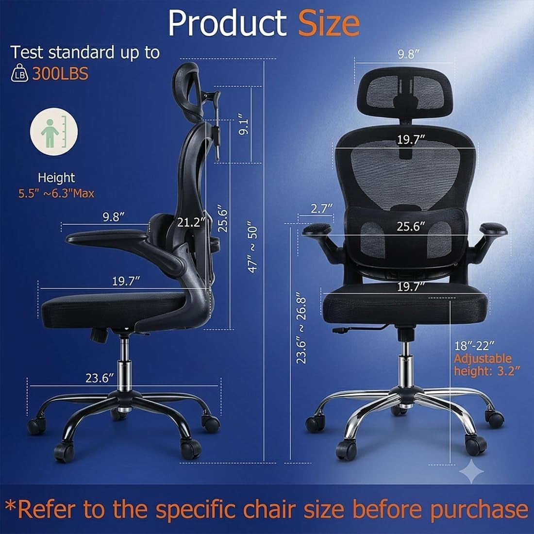 Ergonomic Mesh Office Chair – Comfortable Adjustable Computer & Desk Chair