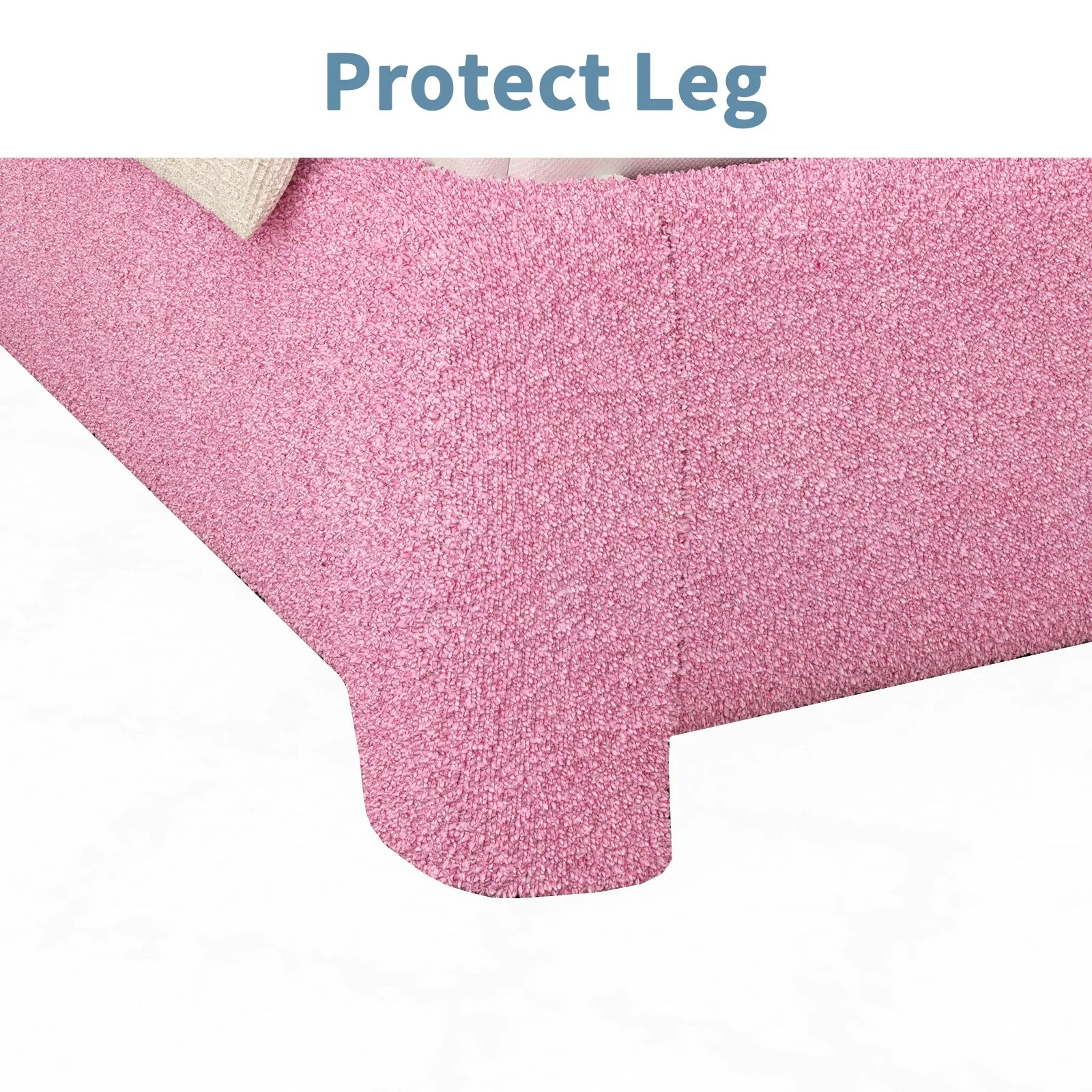 Queen Bouclé Upholstered Bed Frame – Modern Soft Curved Headboard, Pink