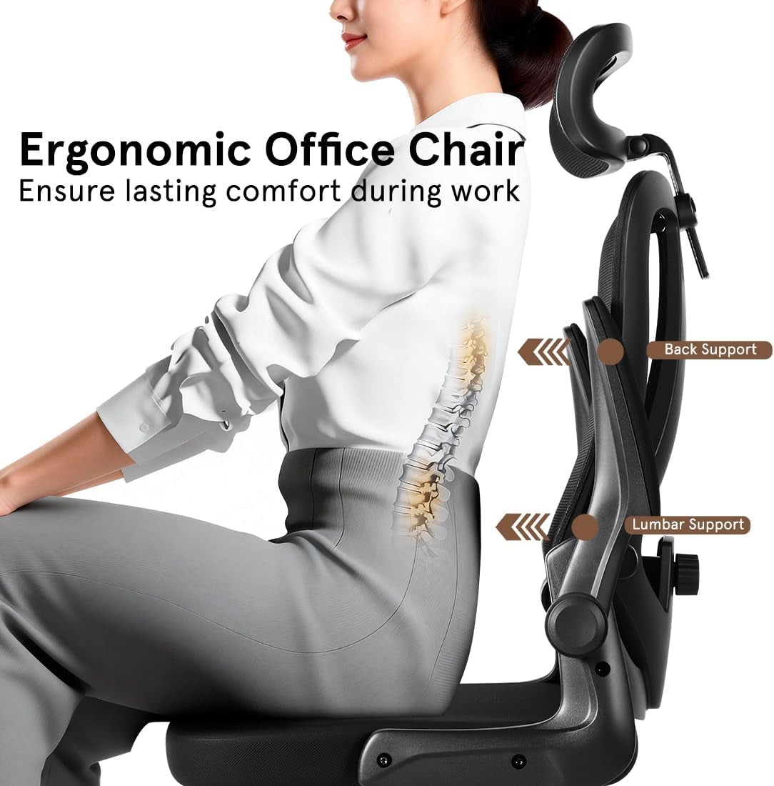 Ergonomic Mesh Office & Gaming Chair – Adjustable Computer Desk Chair with Rolling Wheels