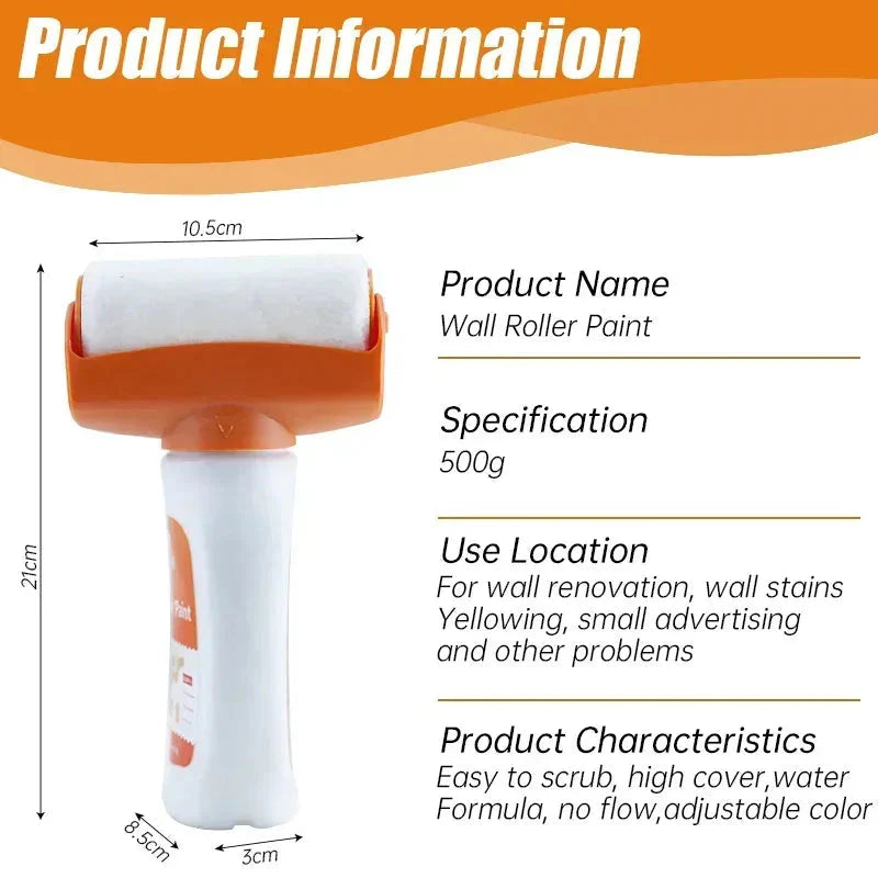 Wall roller paint tool for home renovation, stains, and yellowing – easy scrub, high cover, adjustable color