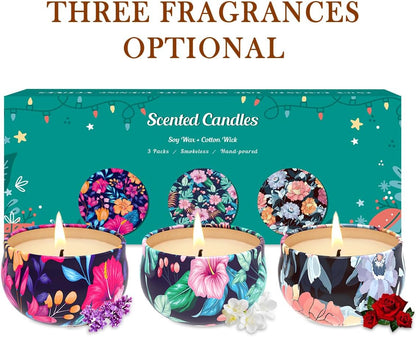 3-Pack Wildflower Scented Soy Candles – Portable Jar Gift Set for a Cozy Home
