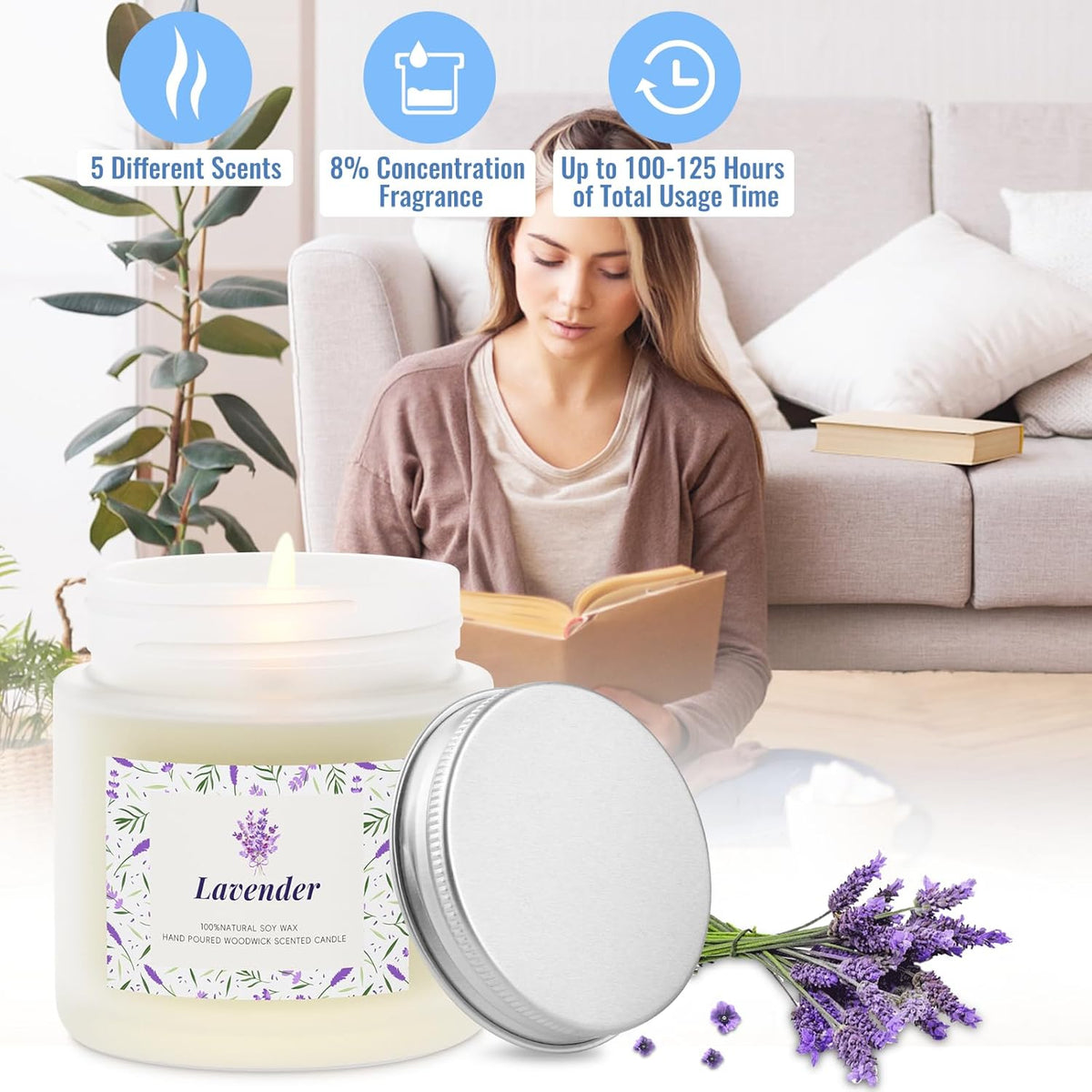 5-Pack Scented Candle Gift Set – Cozy Home Fragrance Candles for Women