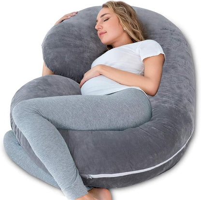 C-Shaped Pregnancy Pillow – Full Body Maternity Support Pillow with Soft Jersey Cotton Cover