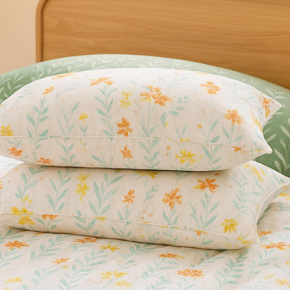 **3-Piece Queen Floral Duvet Cover Set – Reversible Green Botanical Bedding, Soft Cozy Farmhouse Style**