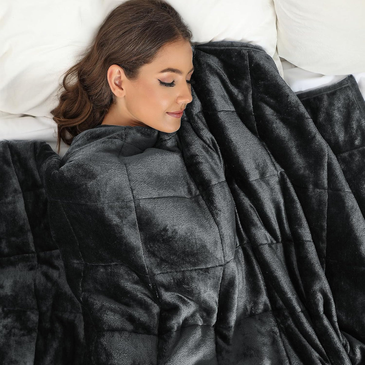 15 lb Queen Weighted Blanket – Ultra-Soft Plush Fleece & Cozy Sherpa, 60" × 80", Dark Gray