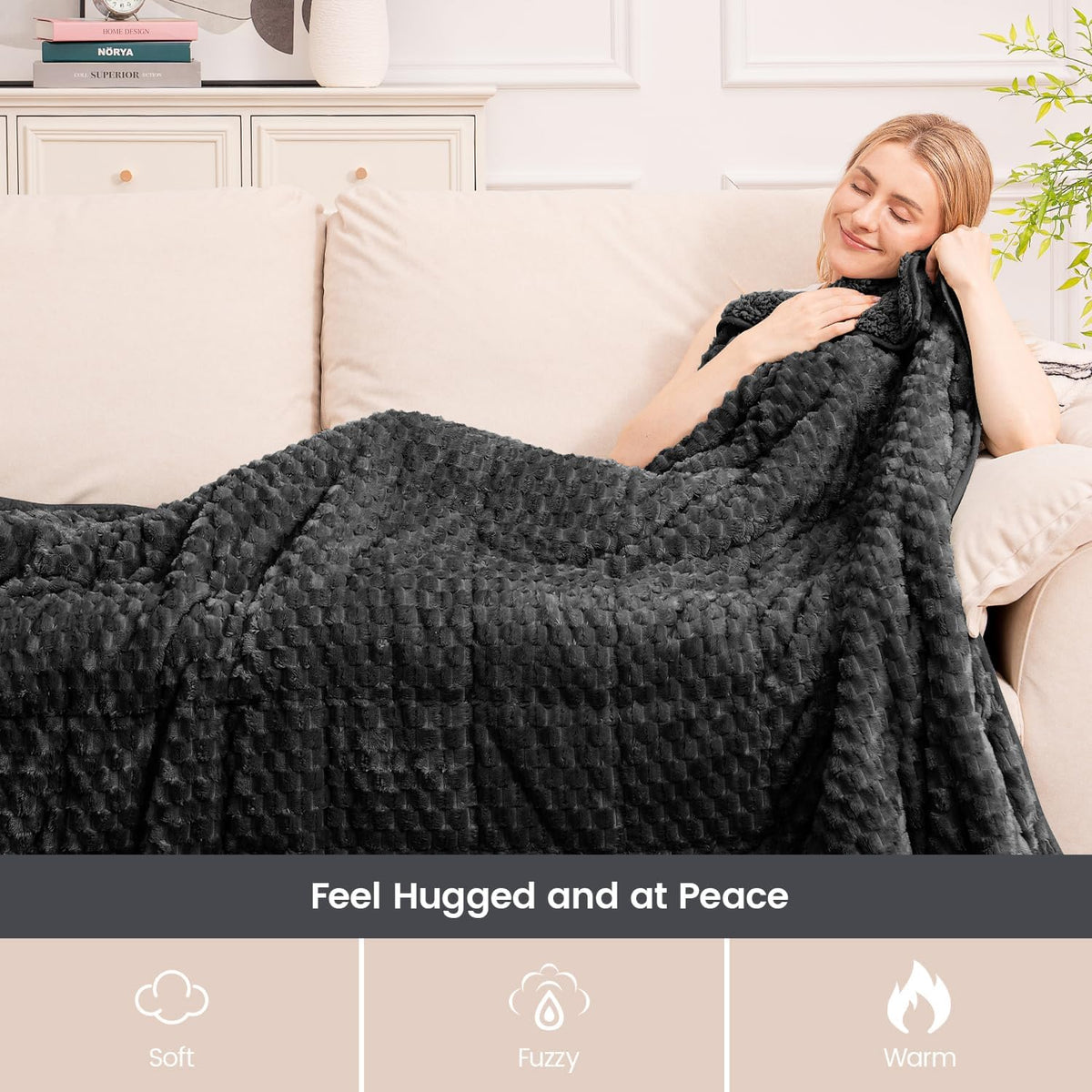 Fleece Sherpa Weighted Blanket for Adults, Ultra Soft Fuzzy, 60"X80" 15Lbs