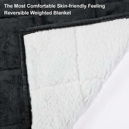 15 lb Queen Weighted Blanket – Ultra-Soft Plush Fleece & Cozy Sherpa, 60" × 80", Dark Gray