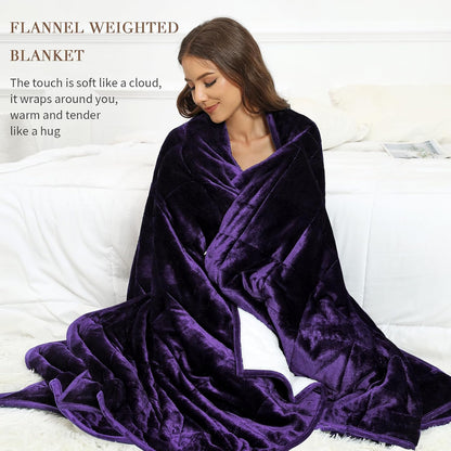 Weighted Blanket for Adult Queen Size 20Lbs 60 X 80 Inches,Weighted Blankets with Soft Plush Fleece,Fluffy Thick Warm Sherpa & Cozy Flannel Heavy Blanket for Sofa Bed,Purple
