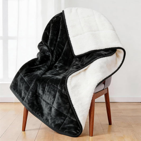 15 lb Queen Weighted Blanket – Ultra-Soft Plush Fleece & Cozy Sherpa, 60" × 80", Dark Gray