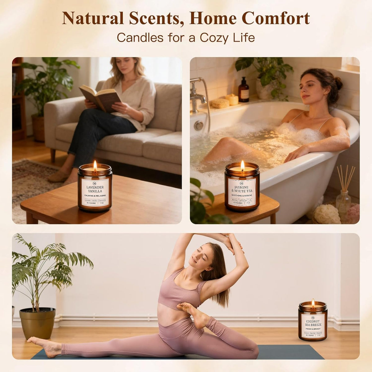 Scented Soy Candle Gift Set – 6 Relaxing Scents, 7 oz Each, Up to 300 Hours Burn Time