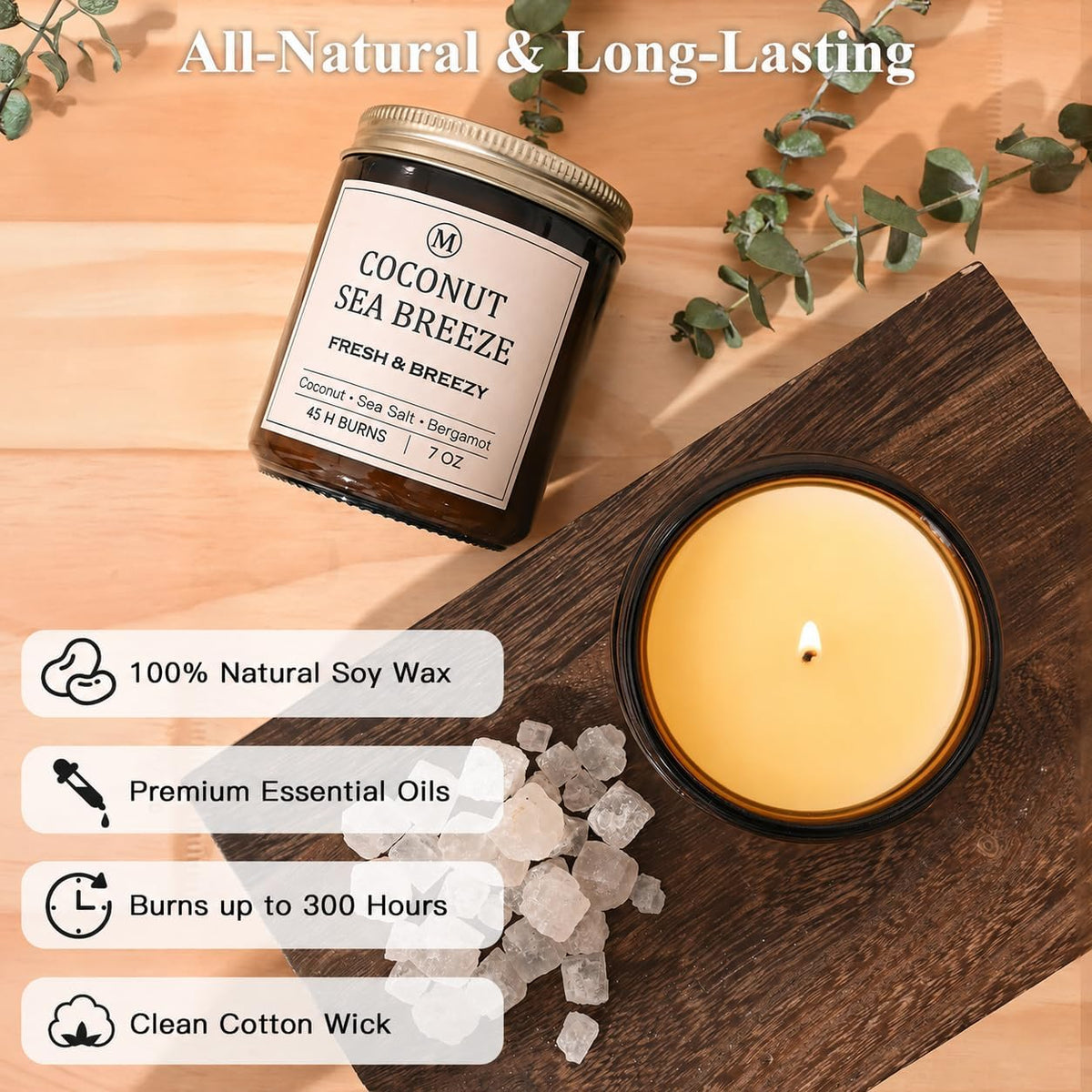 Scented Soy Candle Gift Set – 6 Relaxing Scents, 7 oz Each, Up to 300 Hours Burn Time