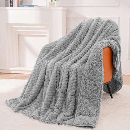 Fleece Sherpa Weighted Blanket for Adults, Ultra Soft Fuzzy, 60"X80" 15Lbs