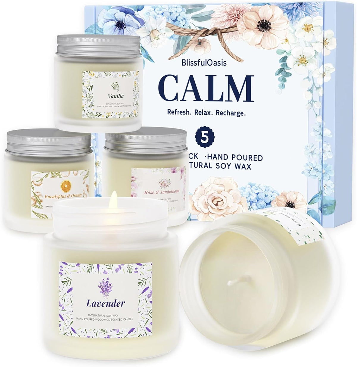 5-Pack Scented Candle Gift Set – Cozy Home Fragrance Candles for Women