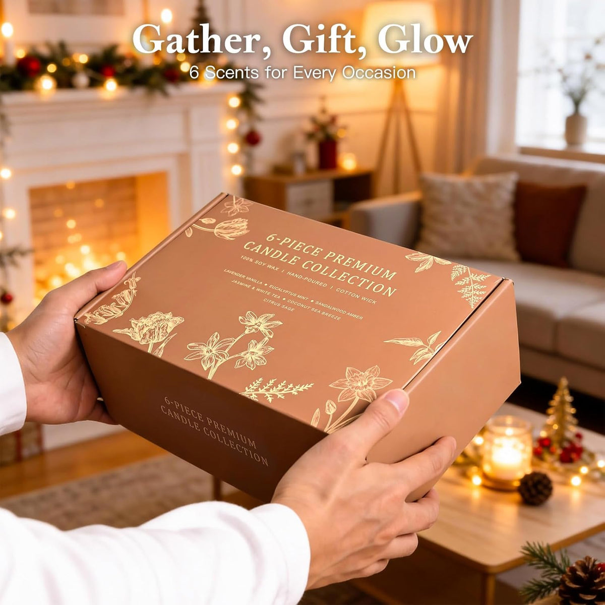 Scented Soy Candle Gift Set – 6 Relaxing Scents, 7 oz Each, Up to 300 Hours Burn Time