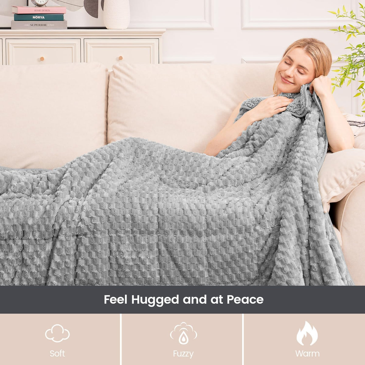 Fleece Sherpa Weighted Blanket for Adults, Ultra Soft Fuzzy, 60"X80" 15Lbs