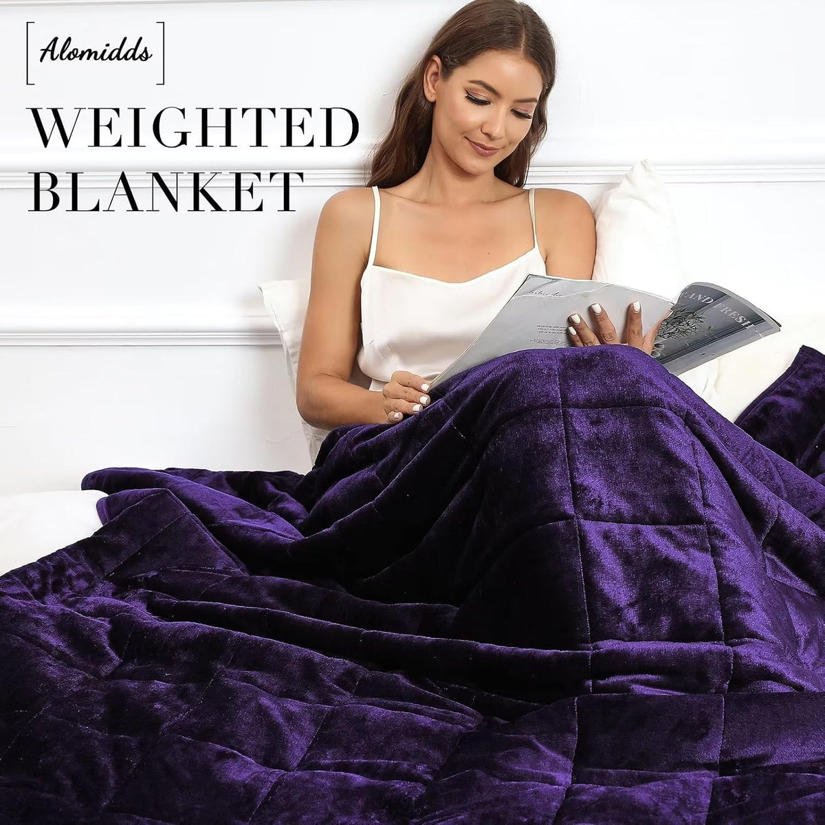 Weighted Blanket for Adult Queen Size 20Lbs 60 X 80 Inches,Weighted Blankets with Soft Plush Fleece,Fluffy Thick Warm Sherpa & Cozy Flannel Heavy Blanket for Sofa Bed,Purple