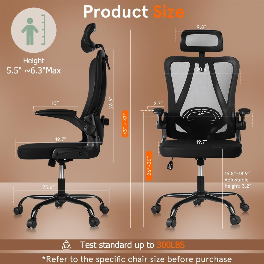 Ergonomic Mesh Office & Gaming Chair – Adjustable Computer Desk Chair with Rolling Wheels