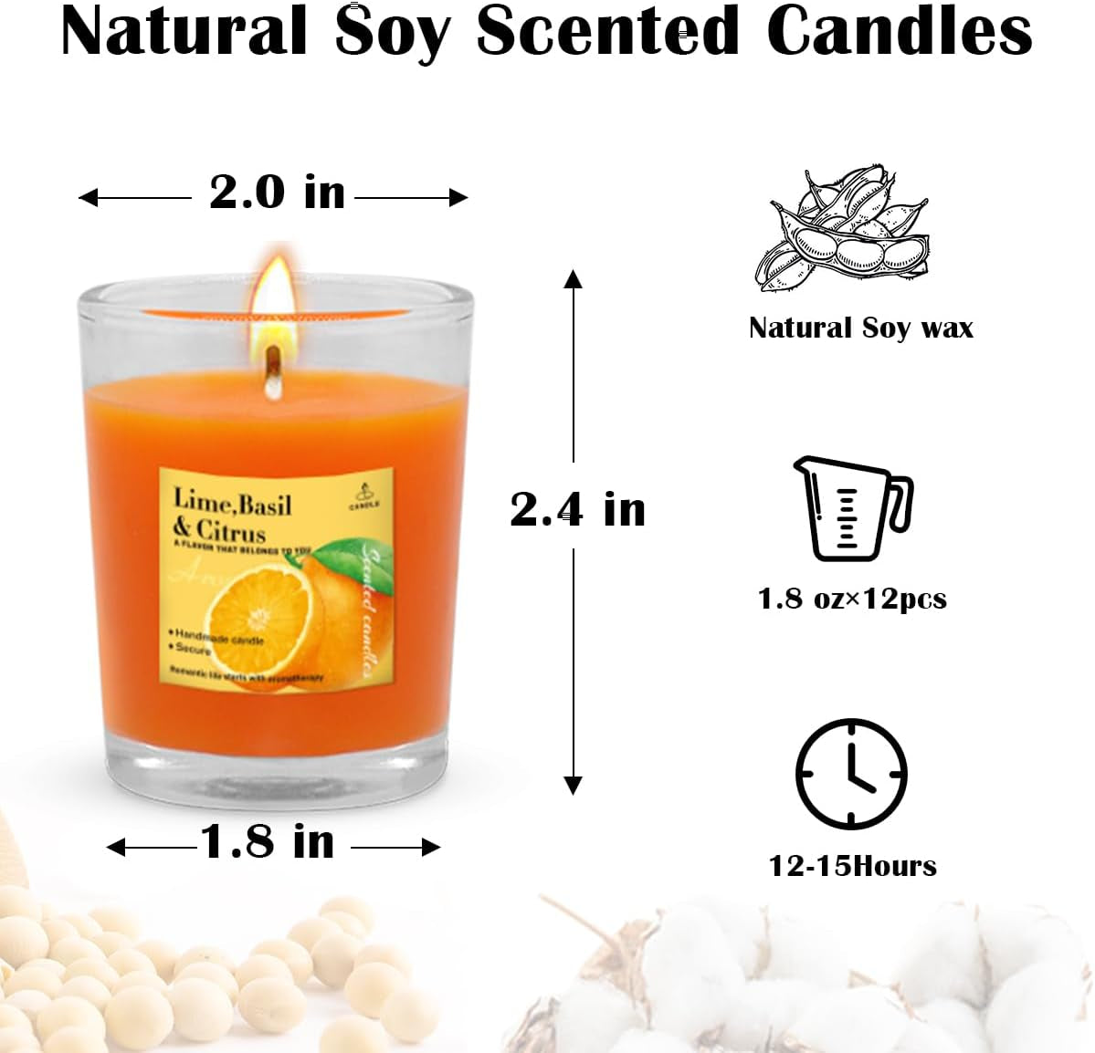 12-Pack Scented Soy Votive Candles – 12 Fragrances in Colorful Glass Jars, Gift Set for Home & Special Occasions